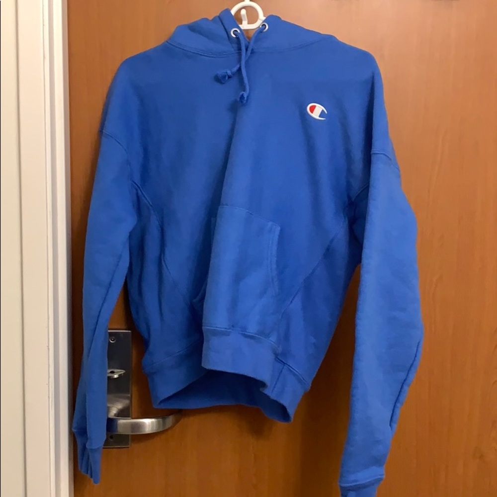 blue champion reverse weave hoodie (women’s m)